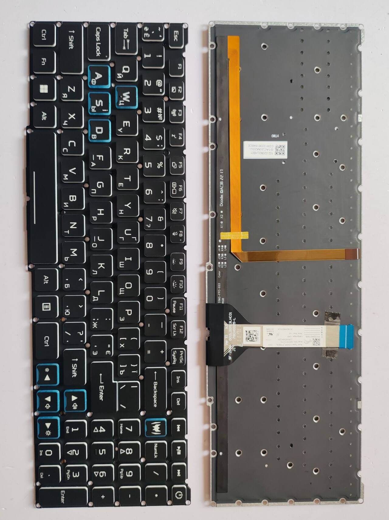 Picture of New Replacement Laptop Keyboard For ACER AN515-57/AN515-45 blue colorful backlight blue function BLACK Backlit,White Side (OEM) RU Layout